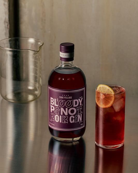 Gin & Soda drink made with Four Pillars Bloody Pinot Noir Gin