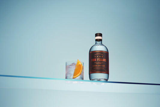 A G&T made with Four Pillars Rare Dry Gin, good tonic and a wedge of orange.