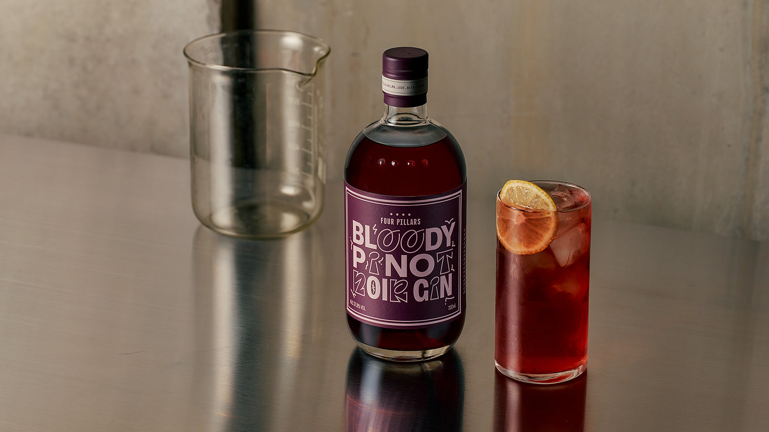 Gin & Soda drink made with Four Pillars Bloody Pinot Noir Gin