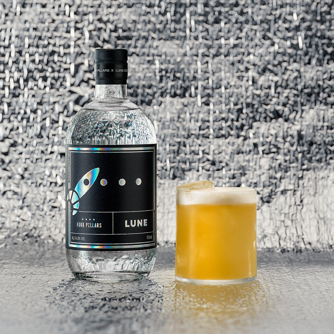 A Gin Sour made with Four Pillars x Lune Croissant Gin.