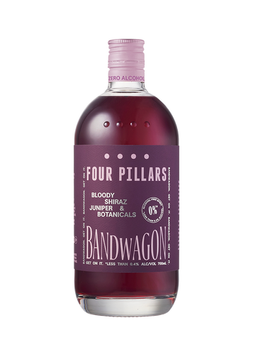 A deep etch image of a bottle of Four Pillars Gin Bloody Bandwagon, a non-alcoholic gin. 